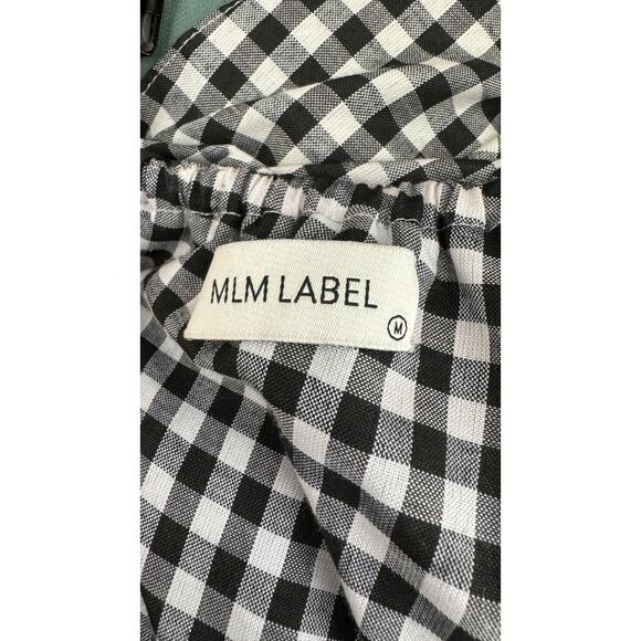 MLM Label Maison Gingham One Shoulder Mini Dress Womens Medium Black White - Picture 10 of 11